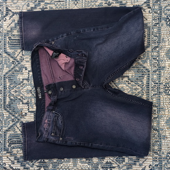 Kill City Purple Dyed Denim Jeans Indie Style - Picture 3 of 15